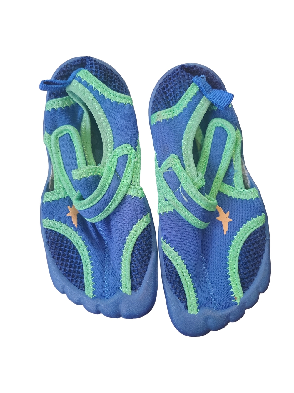 Boys Blue and Green Water Shoes - Comfortable Slip-On Swim Shoes Size 8